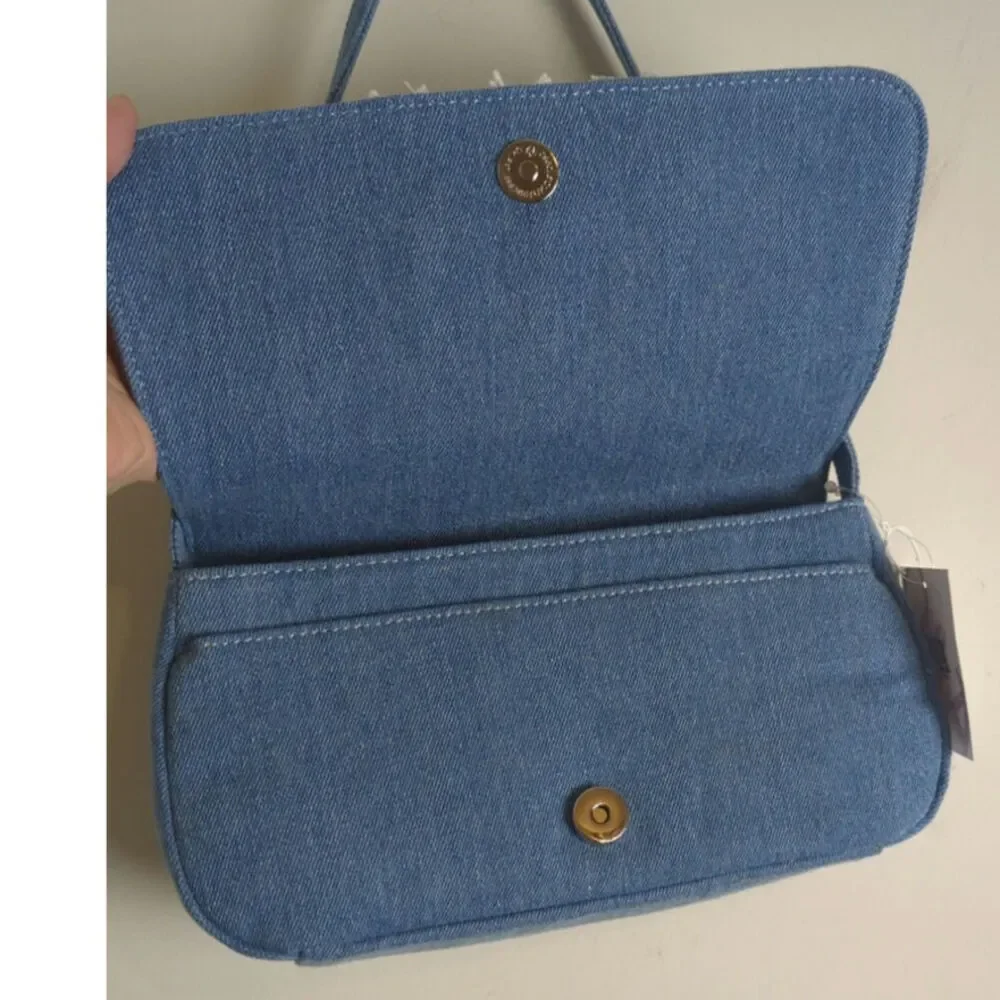 NWT 2 Bundle Y2K Q&A Denim Handbags Embroidered Patchwork